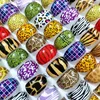 100 pezzi Mescola sfusi Animali Leopard Skin Colorful Children Girls Women Resin Ring Regalo per tutta la festa di 14 mm Gioielli carini8386774