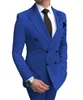 Nuovo abito da uomo bianco 2 pezzi doppiopetto con risvolto piatto slim fit smoking casual per matrimonio (giacca + pantaloni) X0608