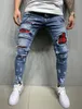 Herrenjeans Herren Slim Fit Casual Man Plaid Spleißen Loch Stretch Denim Hosen Urban Homme Original Streetwear Fashion Markenkleidung