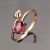 Crystal Red Zircon Rings Wedding Band Promise Engagement Jewelry Gifts Female Flower Bud Shape Ring for Women