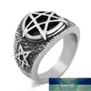 Vintage Mysterious Magic Pentagram Ring Mäns Högkvalitativa Metall Amulet Smycken Fabrikspris Expert Design Kvalitet Senaste Style Original Status