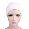 Elastyczna moda turban czapka stała kolor Kobiety ciepłe zimowe chusta na głowę maska ​​wewnętrzna hidżabs cap muzułmańskie hidżab femme head vapalusku6276e