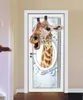 Fonds d'écran bricolage porte autocollants PVC 3D peinture murale dessin animé girafe affiche créative murale papier peint garçons et filles chambre salon