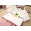 Summer Girls' Clothing Sets Cute Korean T-Shirt +Spell Yarn Pineapple Embroidery Skirt 2PCS Princess Kids Children Clothes 210625
