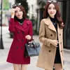 Women's Wool & Blends FTLZZ Women Blend Warm Long Coat Autumn Winter Plus Size Female Slim Fit Lapel Woolen Overcoat Cashmere Outerwear