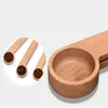 16cm 2 in 1 Wooden Coffee Scoop and Bag Clip Solid Beech Wood Measuring Spoon Coffee Bags Sealer Suitable for Ground Beans JJB14349