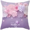 Kussensloop Happy Mother Day Words Gift Pink Flower Picture Cushion Cover voor Home Sofa Decoratieve kussenslopen