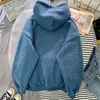 Neue Herbst Winter Hoodies Dicke Warme Mantel Samt Kaschmir Frauen Hoody Sweatshirt Solide Blau Pullover Casual Tops Dame Lose Lange hülse