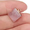 Природные каменные подвески квадратная подвесная розовая кварца исцеления Reiki Crystal DIY ожерелье серьги женщины мода ювелирные изделия находятся 12x16 мм