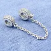 925 Sterling Silver Pave Inspiration Safety Chain Charm Adatto a braccialetti di perline gioielli Pandora europei