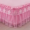 Lace Bedd kjol pillowcases rosa romantisk bröllop bäddsoffa cover prinsessa sängar sängkläder kung drottning tvilling storlek hem textil 356 r2