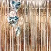 Decoração de festa 1x2m folha de metal brilhante cortina de chuva casamento fundo parede lantejoula pano de fundo aniversário franja