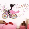 Vägg klistermärke väggmålning hem inredning romantisk fjäril blomma cykelband flicka väggar dekal sovrum sovsal hus rrd12067