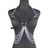 Bondage couro goth cadeia sutiã top acessórios punk mulheres sexy suspender lingerie lingerie 1123