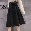 WERUERUYU Long Skirt Women Fall Winter Korean Velvet High Waist Casual Loose Office Lady Clothes Plus Size Midi Skirt 210608
