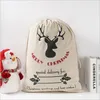 Santa Sacks Christmas Gift Bags Monogrammable Claus Pouch Kriss Kringle Drawstring Bag Totes Deer Xmas Decorations Party Supplies ABC00