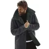 男性の冬のフリース厚い暖かいコートの外出溝革のジャケット長袖毛皮211008