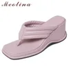 Meotina Tofflor Skor Kvinnor Flip Flop Sandaler Wedges High Heel Slides Square Toe Ladies Skor Sommar Yellow Fashion Shoes 40 210608