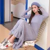 Długi sweter Dres Maxi Sukienka Dzianiny Fishtail Długie Suknie zimowe Plus Size Kobiety Odzież 211221