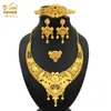 Bijoux Dubai Collier de femmes Ensembles de bijoux de mariage Plaqué or africain Boucles d'oreilles de mariée Bagues Ensemble Designer Bijoux Accessoires H1022