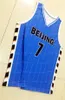 Niestandardowe Chiny Jeremy Lin # 7 Beijing Koszykówka Jersey Linsanity Taipei Linshuhao Wydrukowano Biały Niebieski Dowolna nazwa Numer Rozmiar XS-4XL Jerseys
