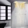 Pommeau de douche multifonction LED en nickel brossé avec ensemble de système thermostatique à jet portatif