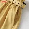 Tangadaの女性のエレガントなソリッドの高い腰のショートパンツのベルトポケットの女性のレトロな基本的なカジュアルショーツパンタロンyu24 210609