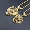 Ожерелья с подвесками в стиле хип-хоп, блестящие золотые цвета из нержавеющей стали, ожерелье с изображением животного, мужского льва для мужчин, ювелирные изделия в стиле рэпера с 24 Cha251M