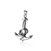 Rostfritt stål Punk herrar Skull Charm Pendant Antik Silver Ghost Head Anchor Biker Halsband Smycken Hög Polerad