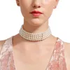 Moda Çok Katmanlı Beyaz Taklit Metal Dilim Fiksasyonlu Geniş Bib Kolye Takı Cazibe Kadınları R5 Chokers
