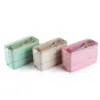 Lunch Box 3 Grid Wheat Straw Bento Transparent Lid Food Container For Work Travel Portable Student Lunch Boxes Containers Sea Shipping RRA4404