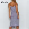 Floral Print Long Summer Dress Damesriem Maxi Paars Casual Boho Slip Strand Holiday Mouwloos 210427