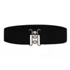 Belts 1Pc Women Stretch Elastic Wide Waist Belt Dress Silver Metal Buckle Soild Fabric Strap Female Apparel Accessories Width 7cm