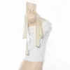 Twotyle Biały Crop Tops Kobieta Bez Rękawów Bandaż Krótki Pasek Kamizelka Dla Kobiet Vintage Moda Koreański Lato 210625