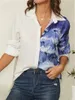 Kvinnor Digitala Trycksaker Mode Trend Vårställ Krage Långärmad Fit Casual Blouses Designer Fommale Loose Print Shirtkläder