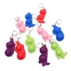 Enkel Dimple Fidget Leksaker Små Keychain Key Ring Mini Tryck Reliever Silikon Figet Anti-Stress Rolig Sensory Toy Dinasour Unicorn Animal Pop It Push Bubble Gift