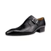 Sapatos de vestido Zapatos de Hombre de couro genuíno Mens artesanal Oxfords Serpentine Metal fivela azul preto de uma etapa mocassins 220223