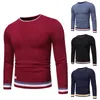 de algodn alta calidad marca para hombre manga larga jerseys cuello redondo punto casual Tops ropa 210809