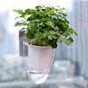 Transparenta plast Dubbelskikt Självvattenvägg Hängande Blomkruka Planter Pottar för Blommor Heminredningsplanter