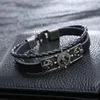 Bangle Simple Retro Navy Blue Gevlochten Lederen Armband Multi-Layer