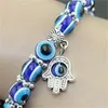 Partihandel Lucky Fatima Hamsa Hand Blue Evil Eye Charms Armband Bangles P￤rlor Turkiska Pulseras f￶r kvinnor 2018 Nya smycken 664 Q2