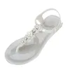 Sandaler Mode Kvinnor Blommor Plast Sommar Platt Flip Flops T-Buckle Non-Slip Roman Casual Beach Tofflor Skor # 40