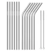 Reusable Stainless Steel Metal Drinking Straw Bent and Straight Type and Cleaner Brush For Home Party Bar Accessories milk tea straws