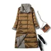 Autunno Inverno Donna Double Sided Ultra Light Long Down Coat 90% White Duck Parka Warm Snow Plaid Outwear 210430