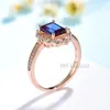 Cluster Rings 585 Rose Gold 2CT Lab Grown Alexandrite Gemstone Ring For Women 925 Sterling Silver Emerald Cut Christmas Gift
