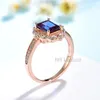 Cluster Rings 585 Rose Gold 2CT Lab Grown Alexandrite Gemstone Ring For Women 925 Sterling Silver Emerald Cut Christmas Gift2073