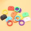 24/32pcs Round Soft Silicone Hollow Multi Color Rubber Keys Locks Cap Key Covers Keyring Elastic Case Keychains