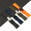 Bracelet de montre en caoutchouc de Silicone, 26mm, noir, bleu, Orange, vert, remplacement pour bracelet Panerai, boucle pliante, accessoires de montre étanches