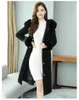 Office Ladies Winter Ytterkläder Long Faux Coat Women Maxi Overcoat Fur Collar Hoody Drawstring Bur122909 210915