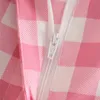 Merodi Office Lady мода розовый клетчатый костюм хлопок длинные брюки женские лето za высокая талия молния прямые шикарные брюки 2111112
